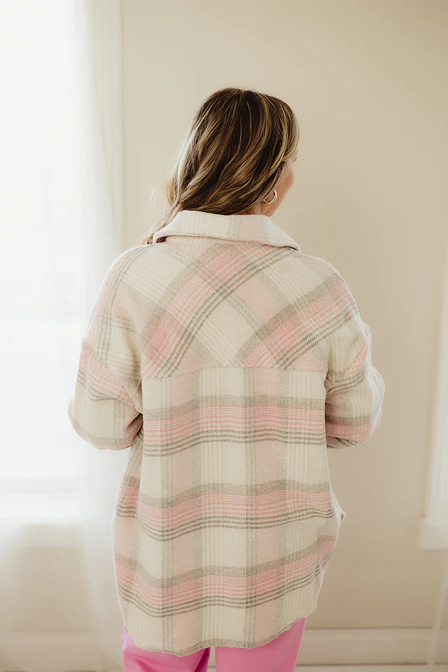 Pretty In Pink Plaid Shacket - Image 3