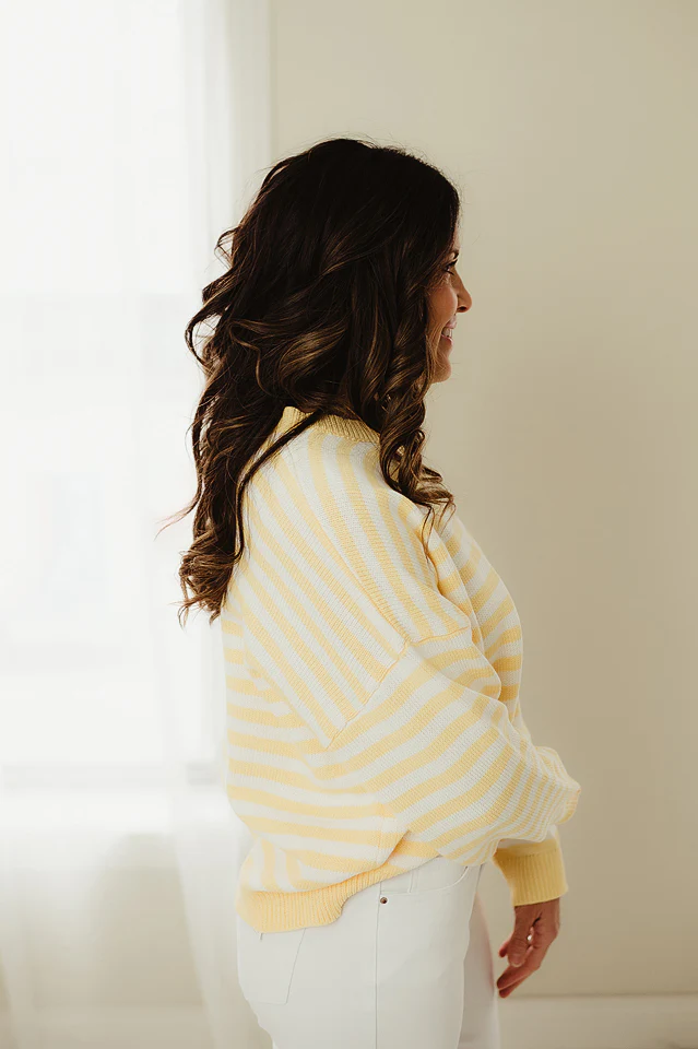 Yellow Lulu Striped Crewneck - Image 3