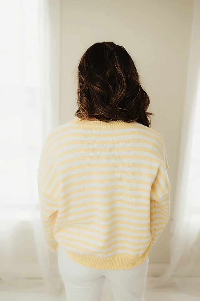 Yellow Lulu Striped Crewneck - Image 4