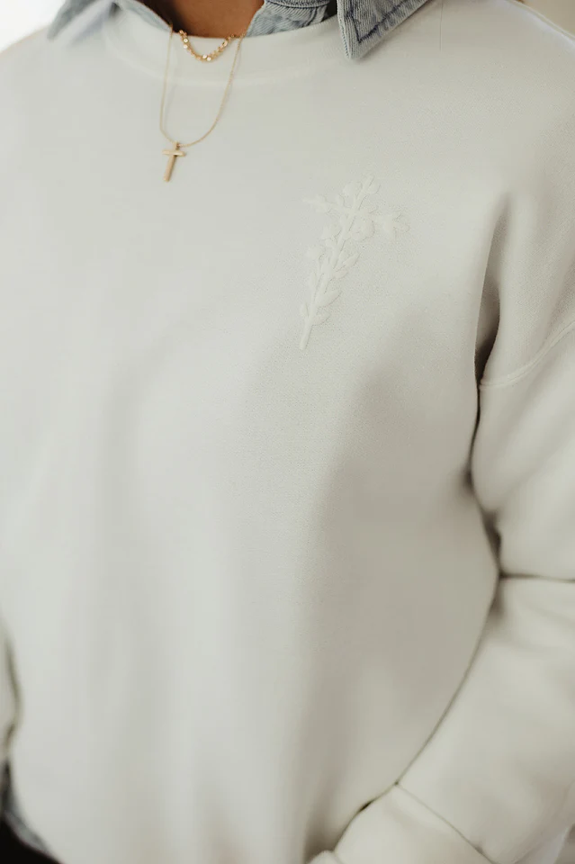 Puff Flower Cross Crewneck - Image 2