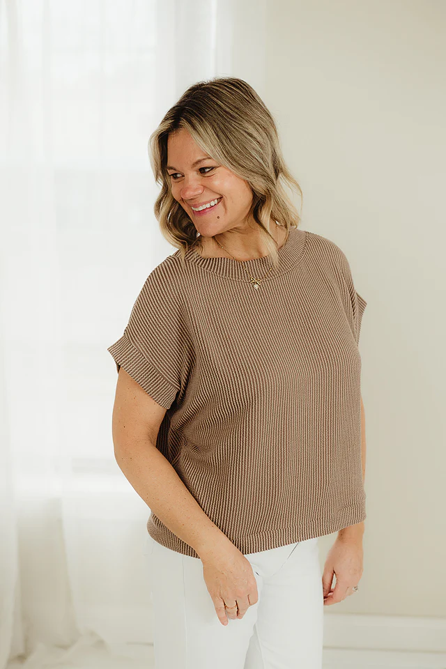 Mocha Signature Rib Cap Sleeve - Image 3