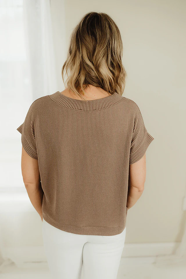 Mocha Signature Rib Cap Sleeve - Image 4