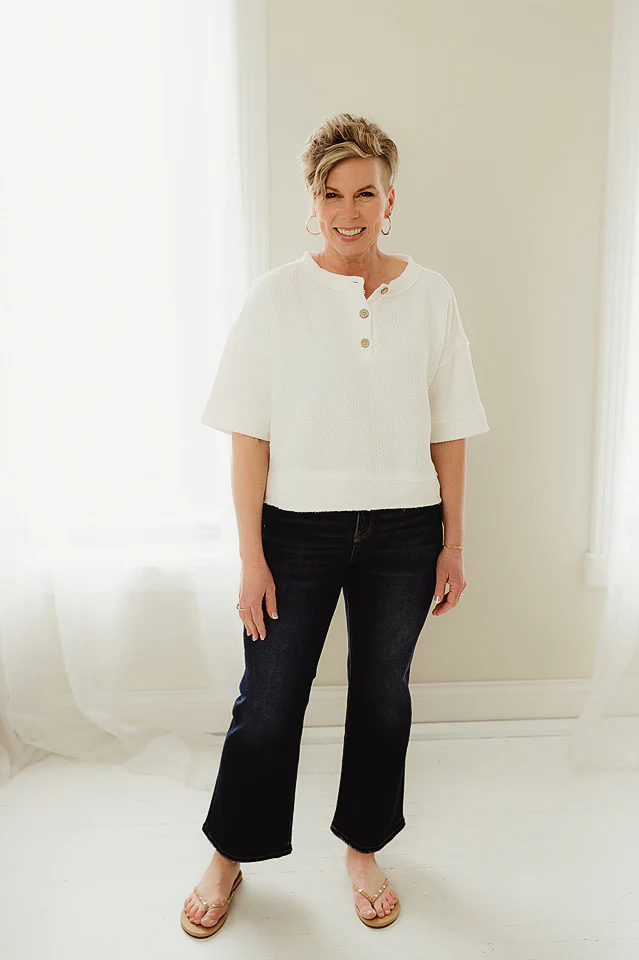 Raw Edge Henley Top - Image 2