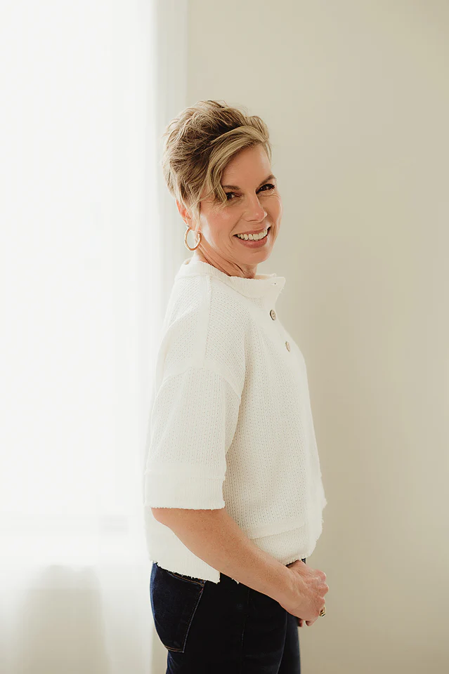 Raw Edge Henley Top - Image 3
