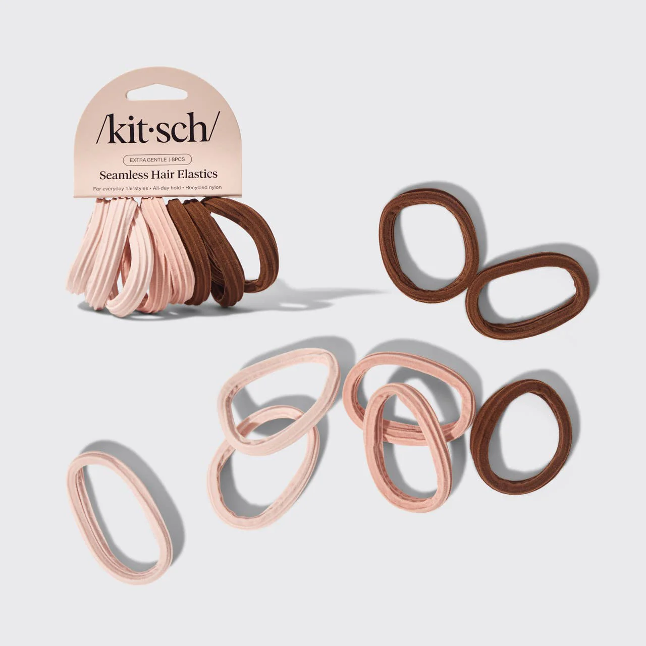 Seamless Hair Elastics - 8pc - Rosewood