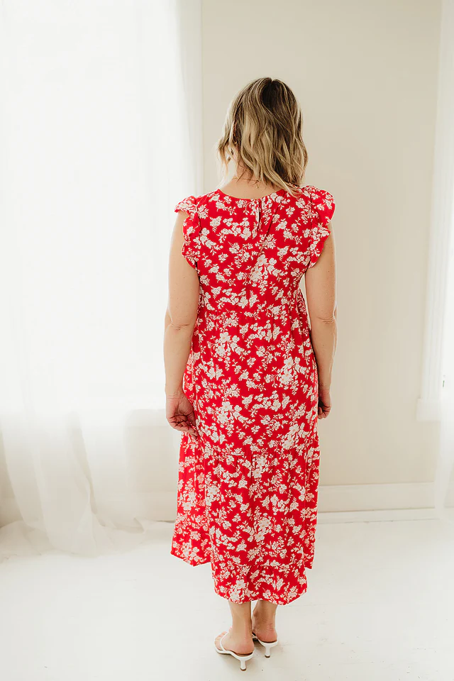 Red Solara Floral Midi - Image 3