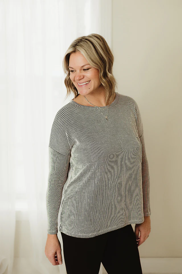 Ribbed Striped Oversized Top - Image 6