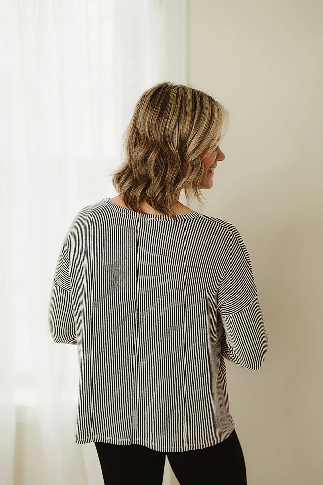 Ribbed Striped Oversized Top - Image 7