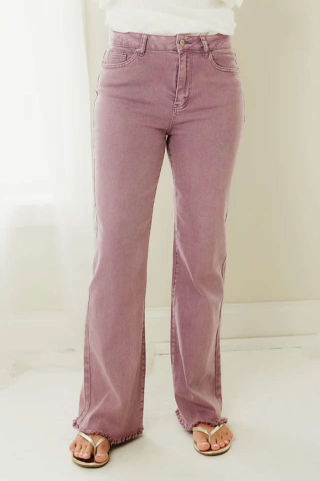 Regular Acid Washed Frayed Pants {more colors available} - Image 14