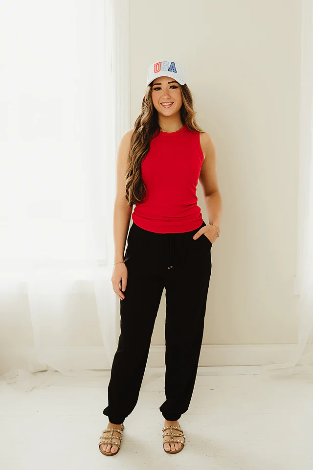 Red Ribbed Essential Tank - Image 2