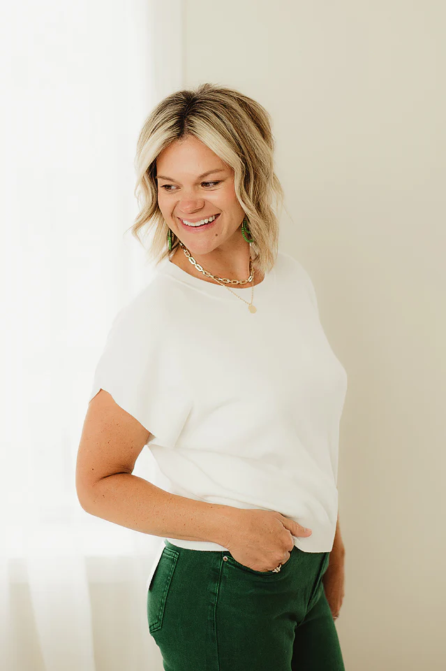Off White Round Dolman Top - Image 4