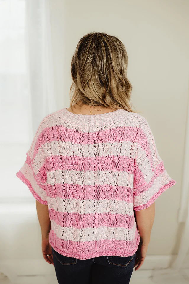 Pink Nova Stripe Cropped Knit - Image 4