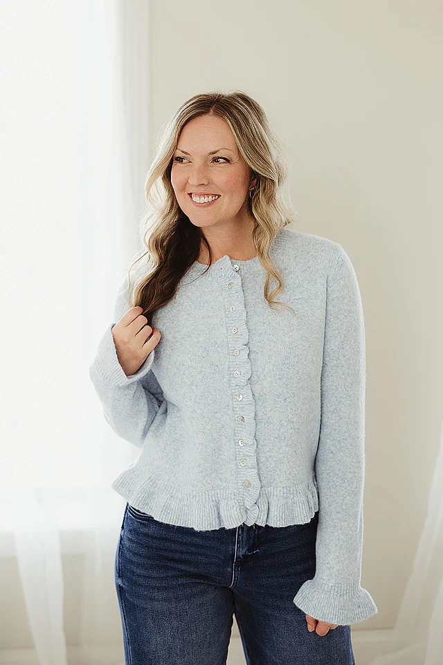 Black Ruffle Wave Cardigan - Image 3