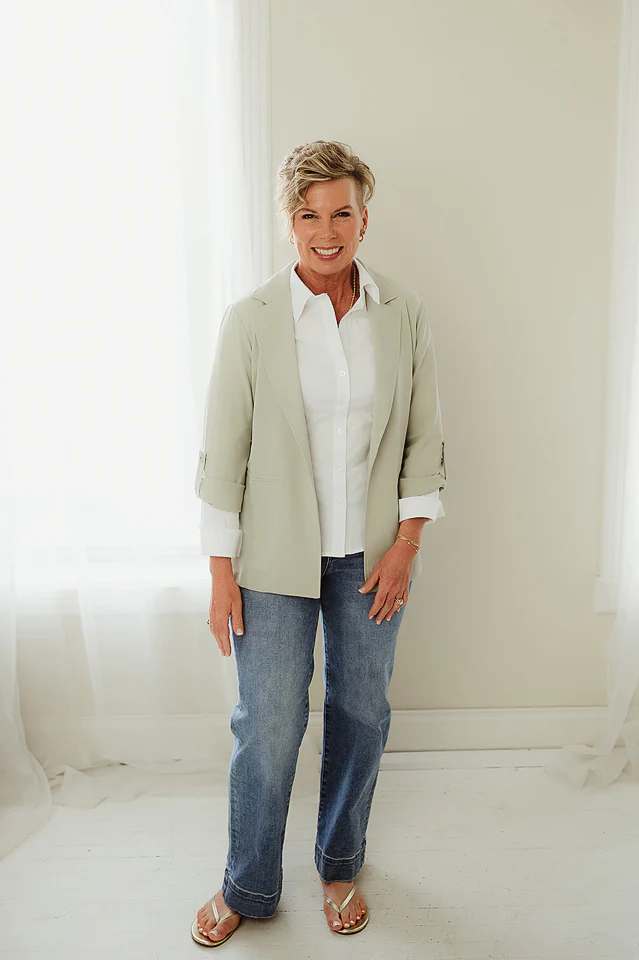 Sage Buttoned Cuff Blazer - Image 2