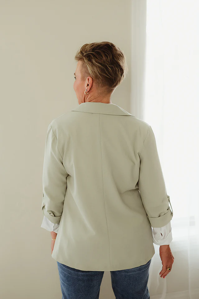 Sage Buttoned Cuff Blazer - Image 3
