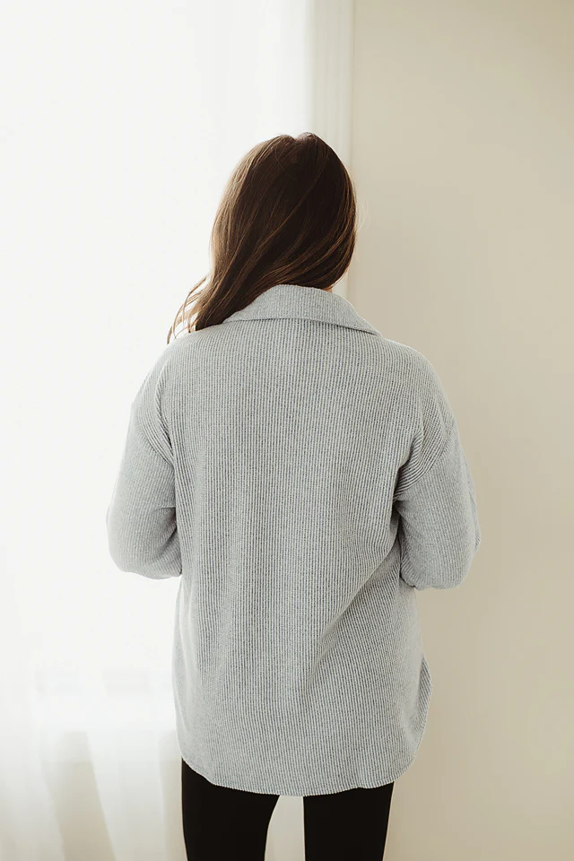 Blue Brushed Waffle Shacket - Image 4