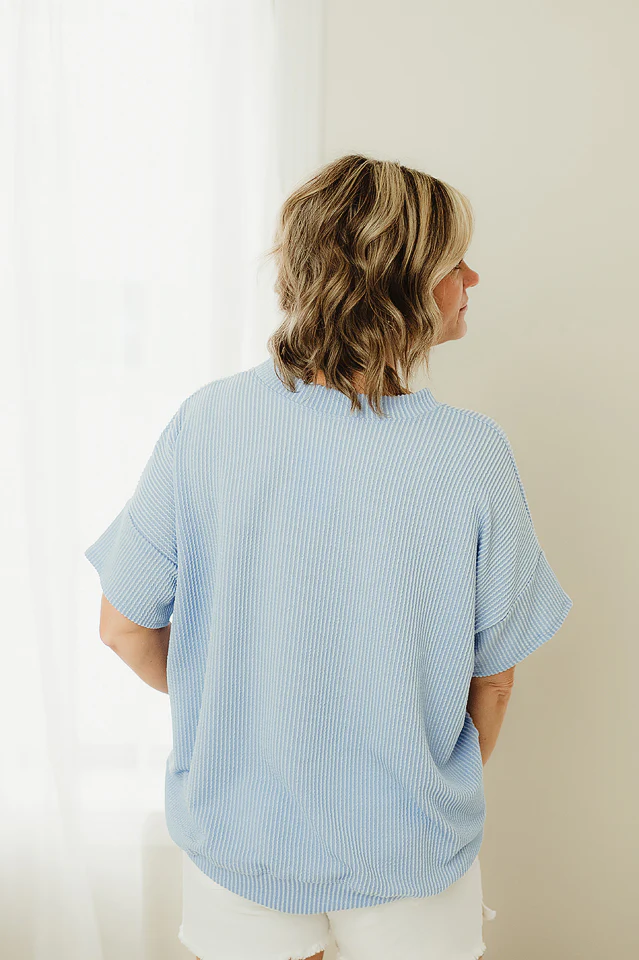 Powder Blue Wave Rib Oversized Pullover - Image 4