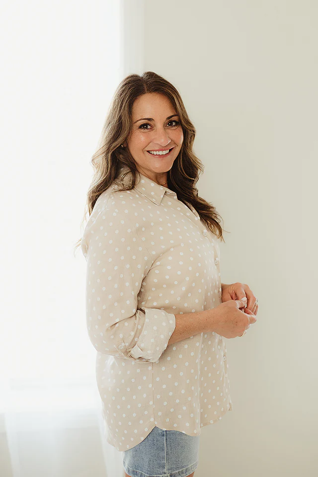 Sand Polka Dot Button Down - Image 3