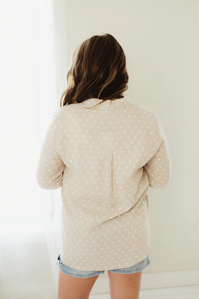 Sand Polka Dot Button Down - Image 4