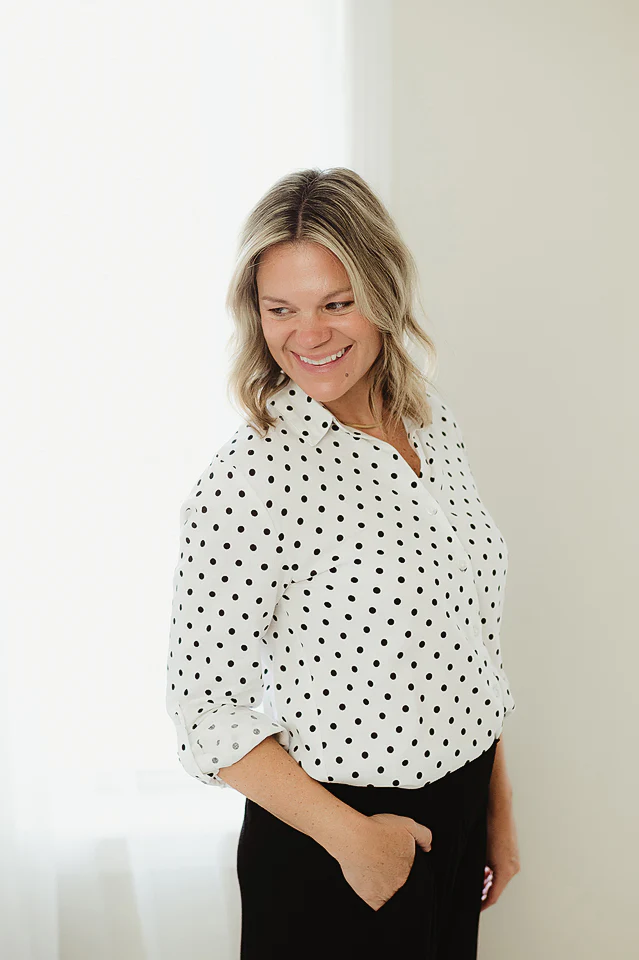 White Polka Dot Button Down - Image 2