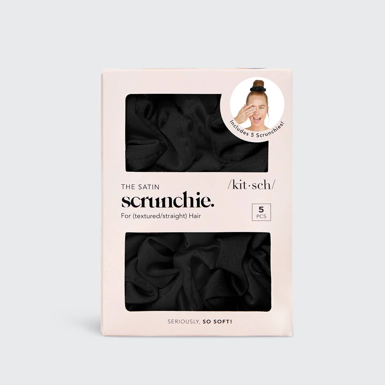 Satin Sleep Scrunchies 5pc - Black - Image 5