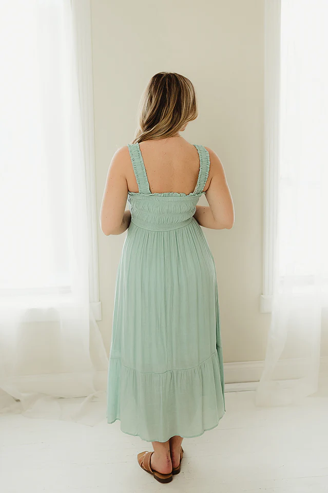 Shirred Button Midi Dress - Image 3