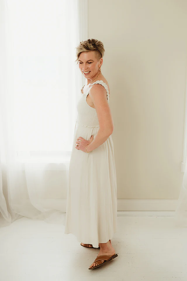 Natural Smock Button Dress - Image 2