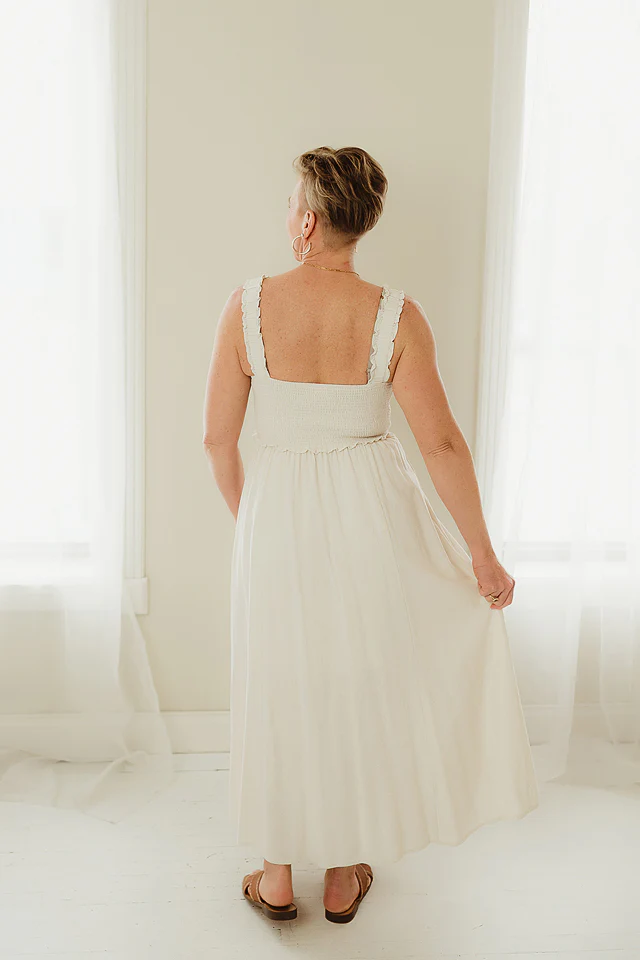 Natural Smock Button Dress - Image 3