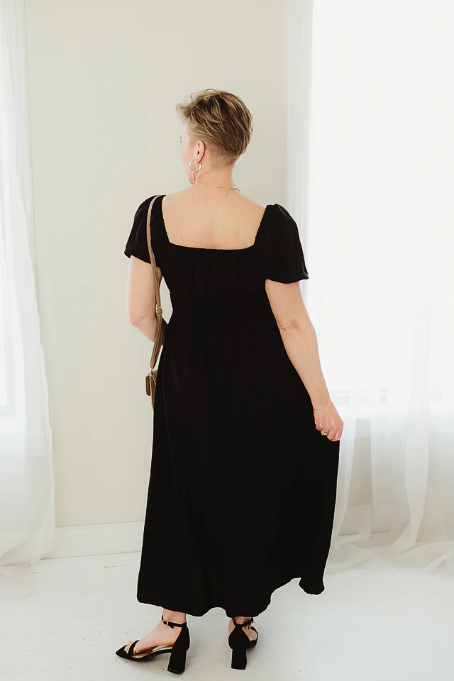 Solid Smocked Midi Dress - Image 3