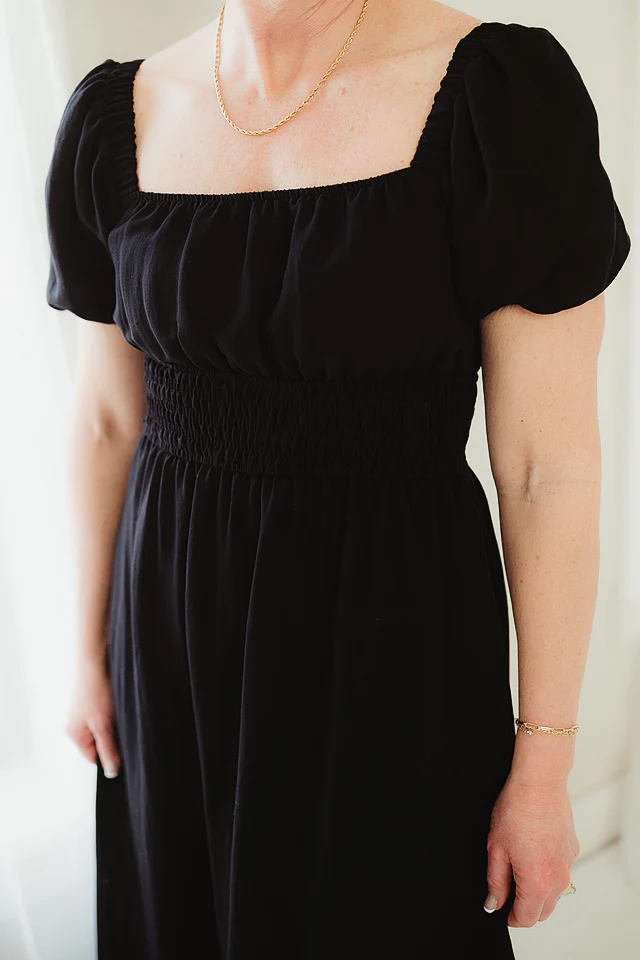 Solid Smocked Midi Dress - Image 5