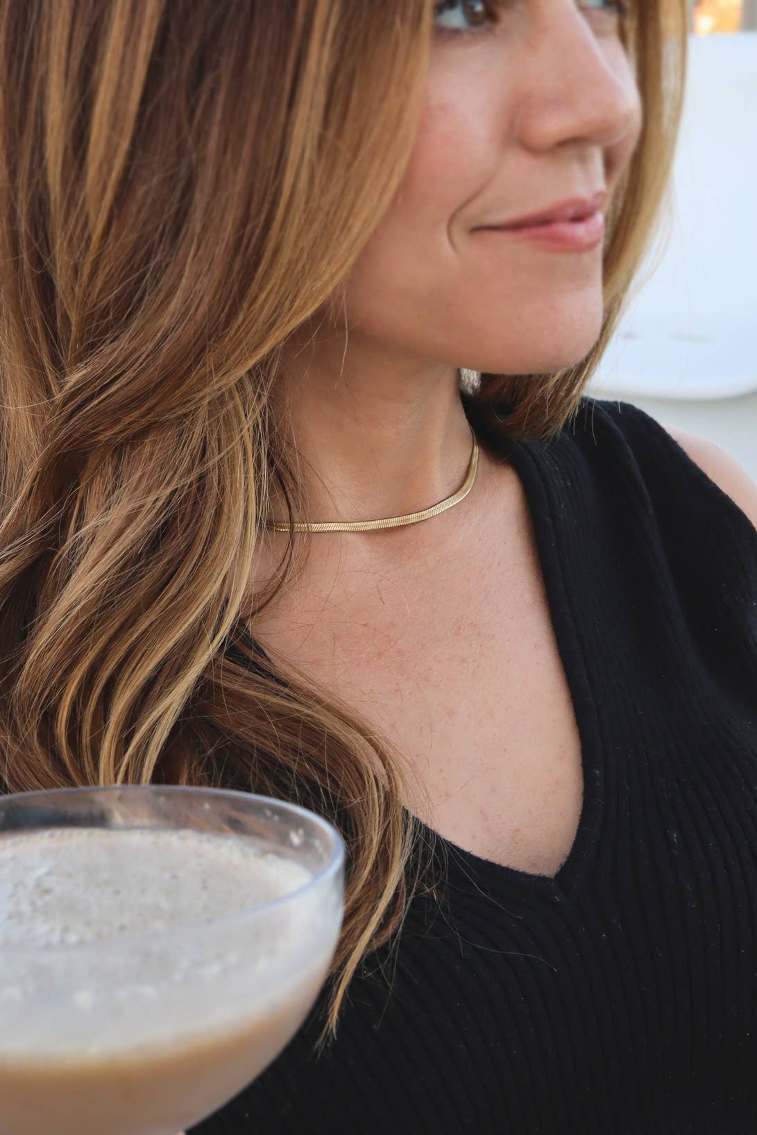 Stainless Herringbone Chain Necklace - Image 3