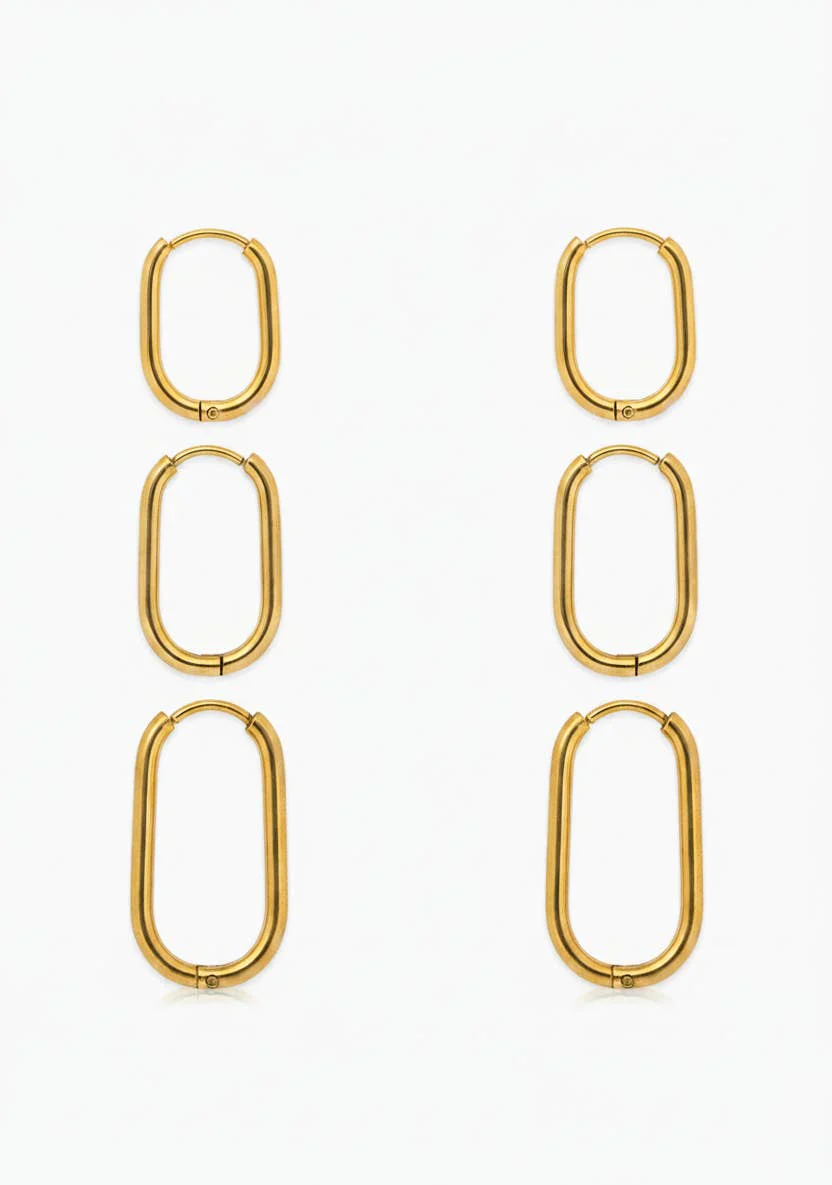 Stainless Oval Hoop Set