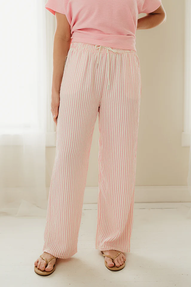 Pink Stripe Straight Leg Pants