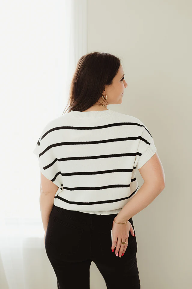 Black Portside Cap Sleeve Knit - Image 3