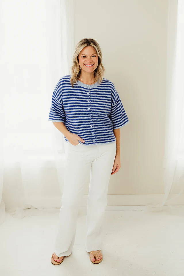 Blue Lou Button Front Crop - Image 2