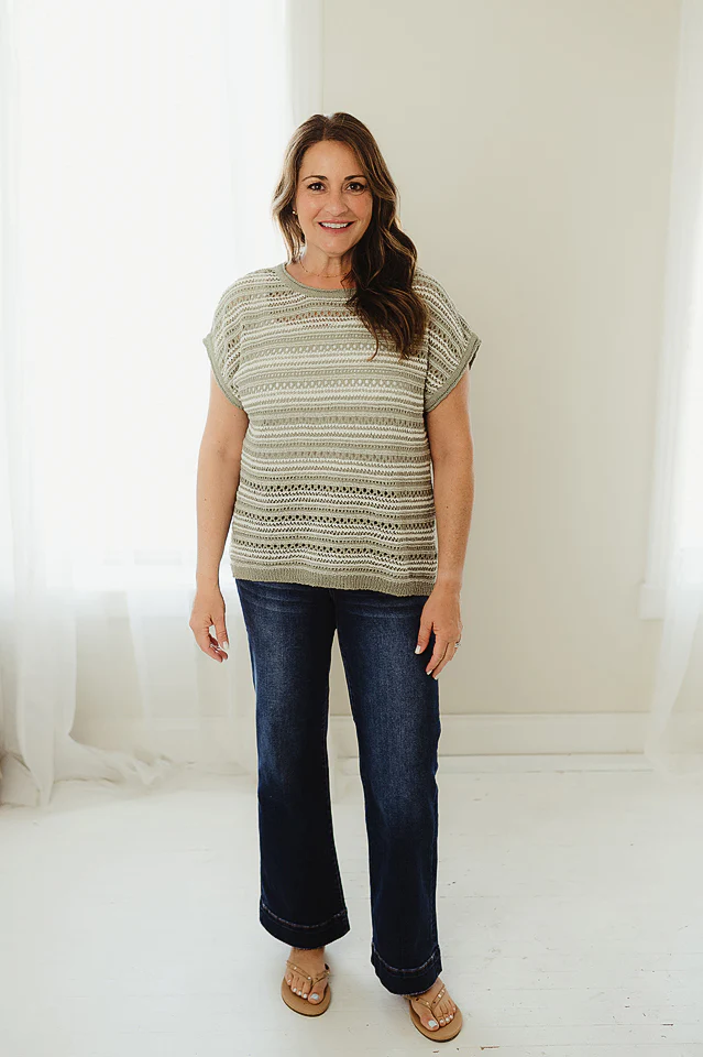 Sage Smart Stripe Top - Image 2