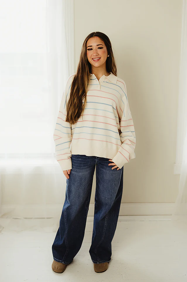 Striped Preppy Sweater - Image 3