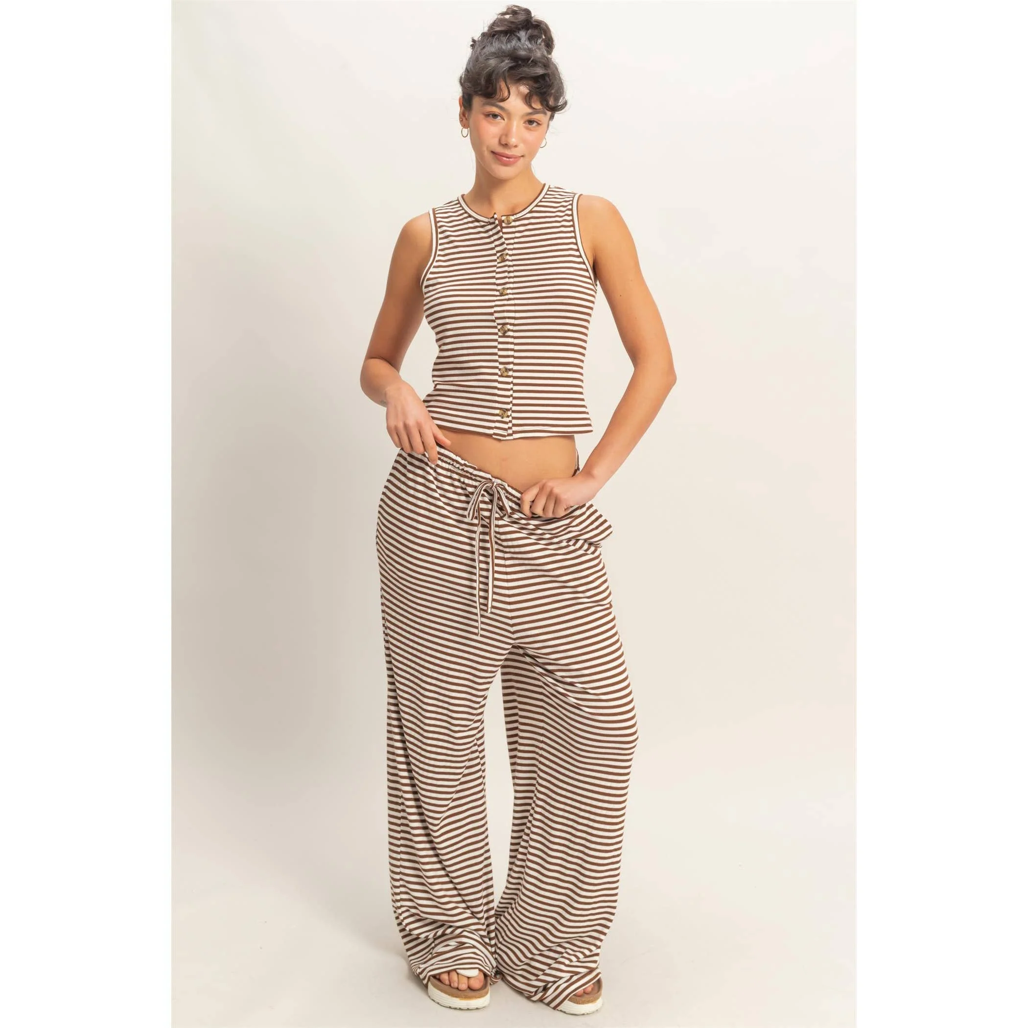 Brown Striped Crew Pants - Image 4