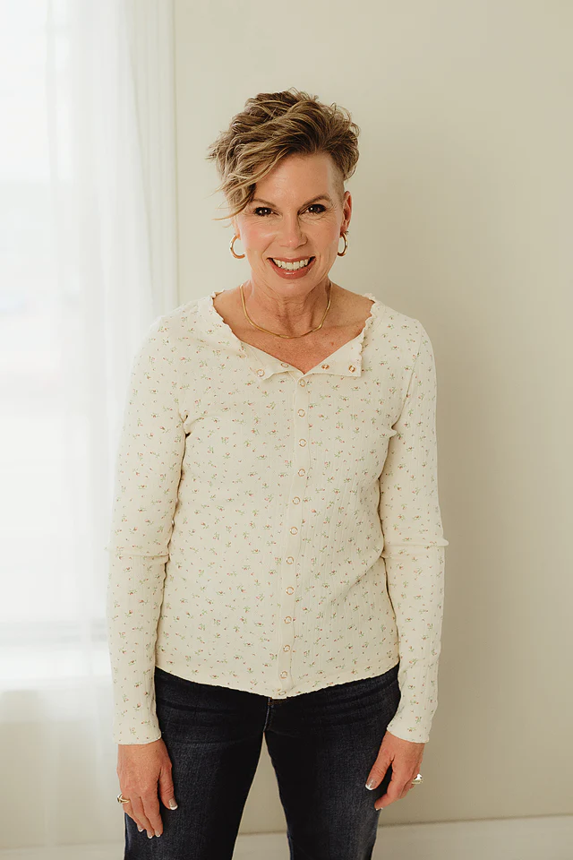Sweet Bloom Ribbed Top
