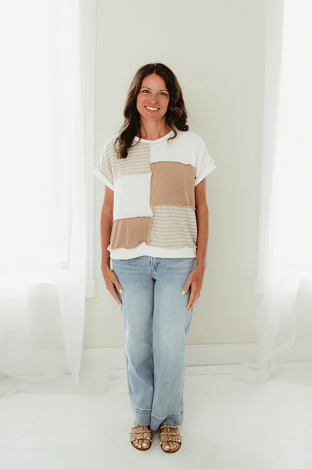 Taupe Check Me Out Top - Image 2