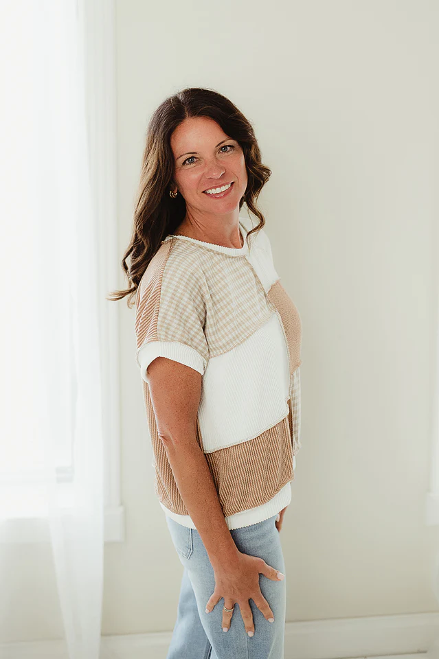 Taupe Check Me Out Top - Image 3