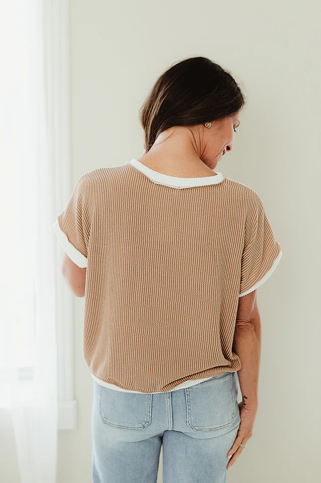 Taupe Check Me Out Top - Image 4