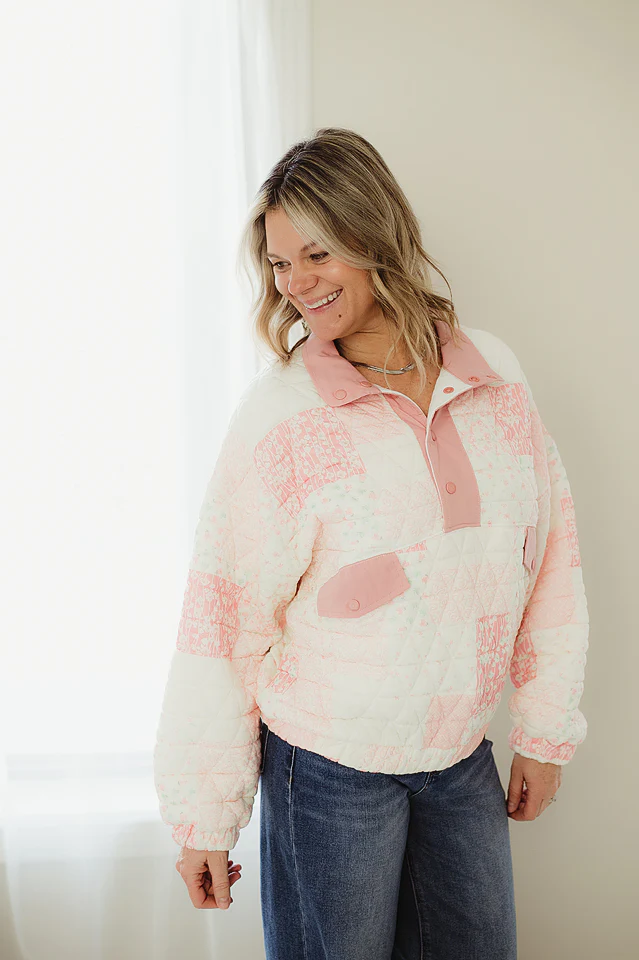 Patchwork Texture Quarter Zip - Image 2