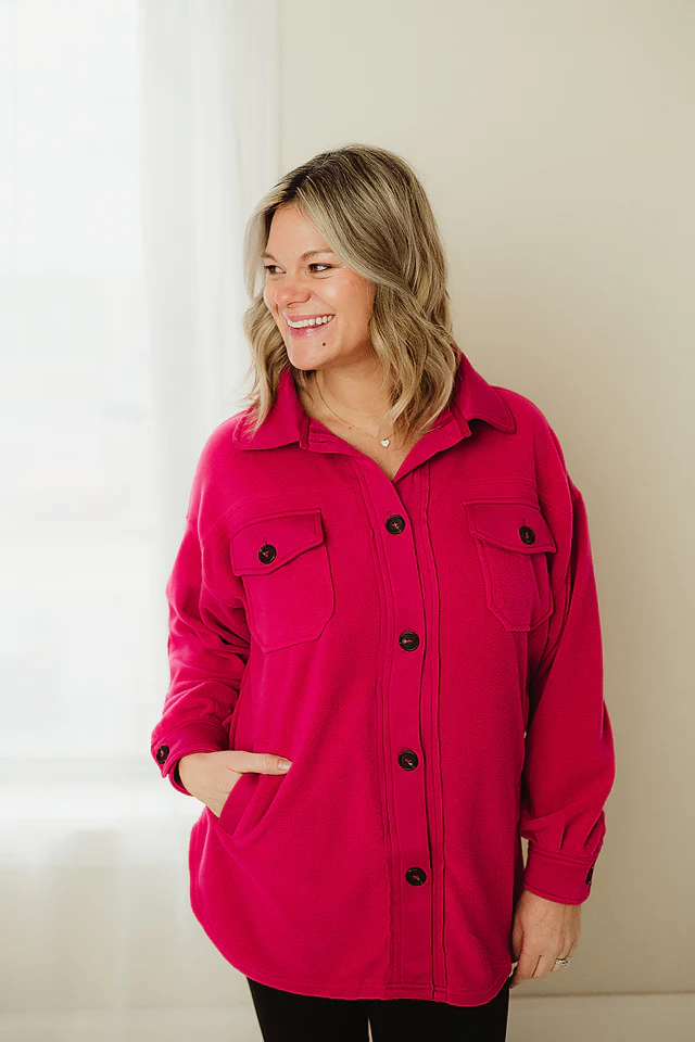 Magenta Elbow Patch Shacket