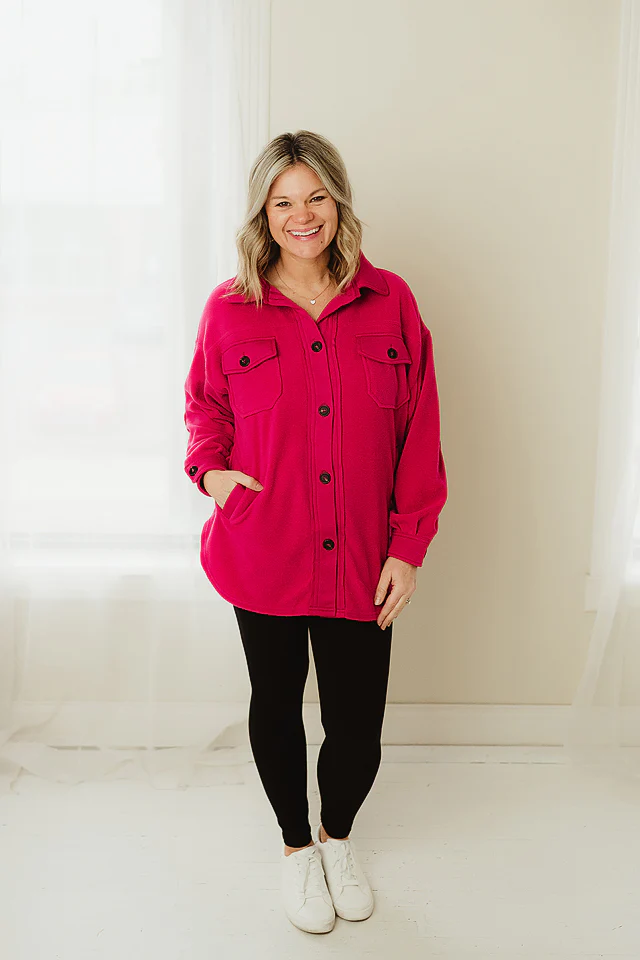 Magenta Elbow Patch Shacket - Image 2