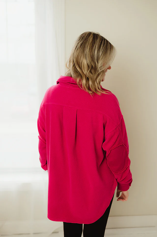 Magenta Elbow Patch Shacket - Image 3
