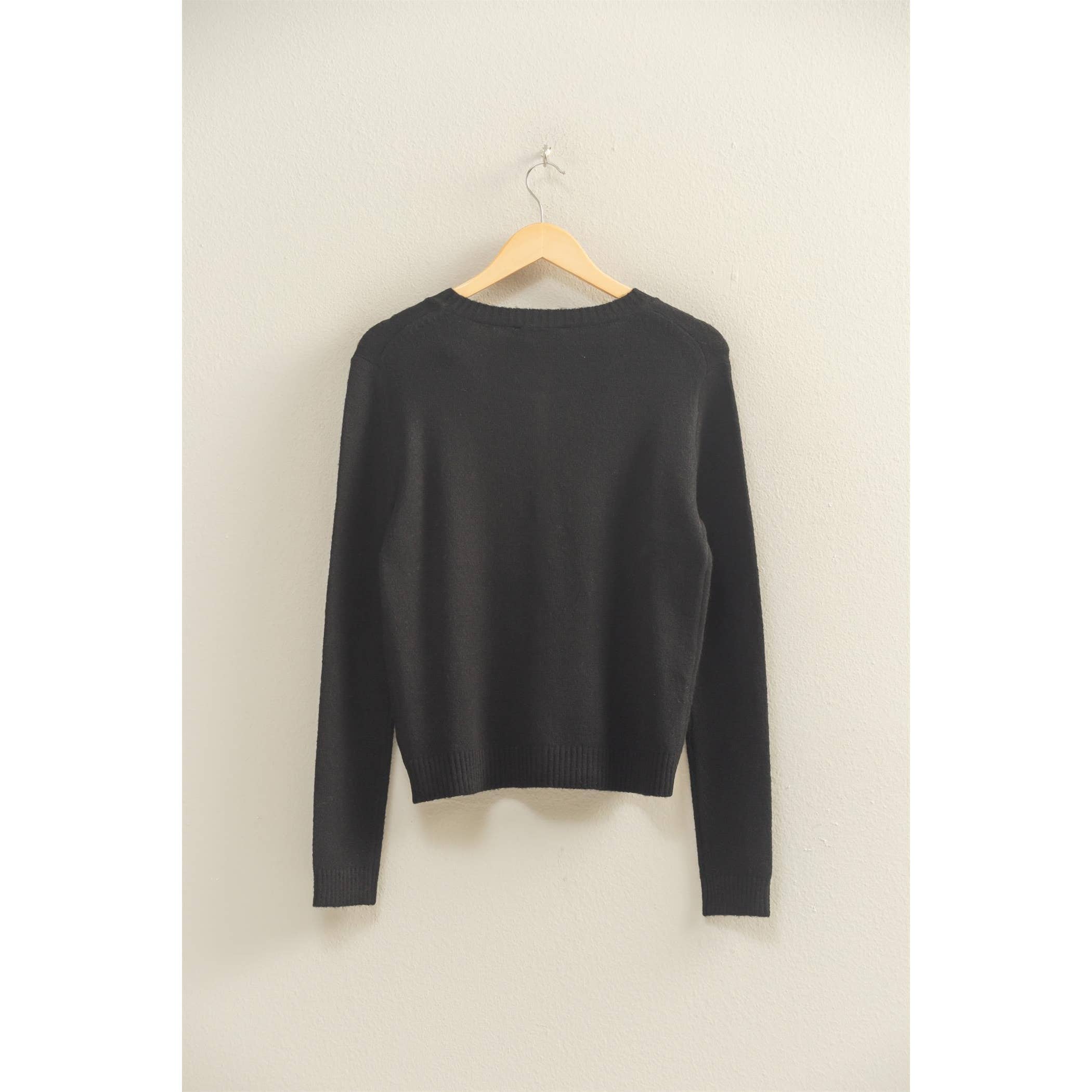 Black Classic Crew Cardigan - Image 5