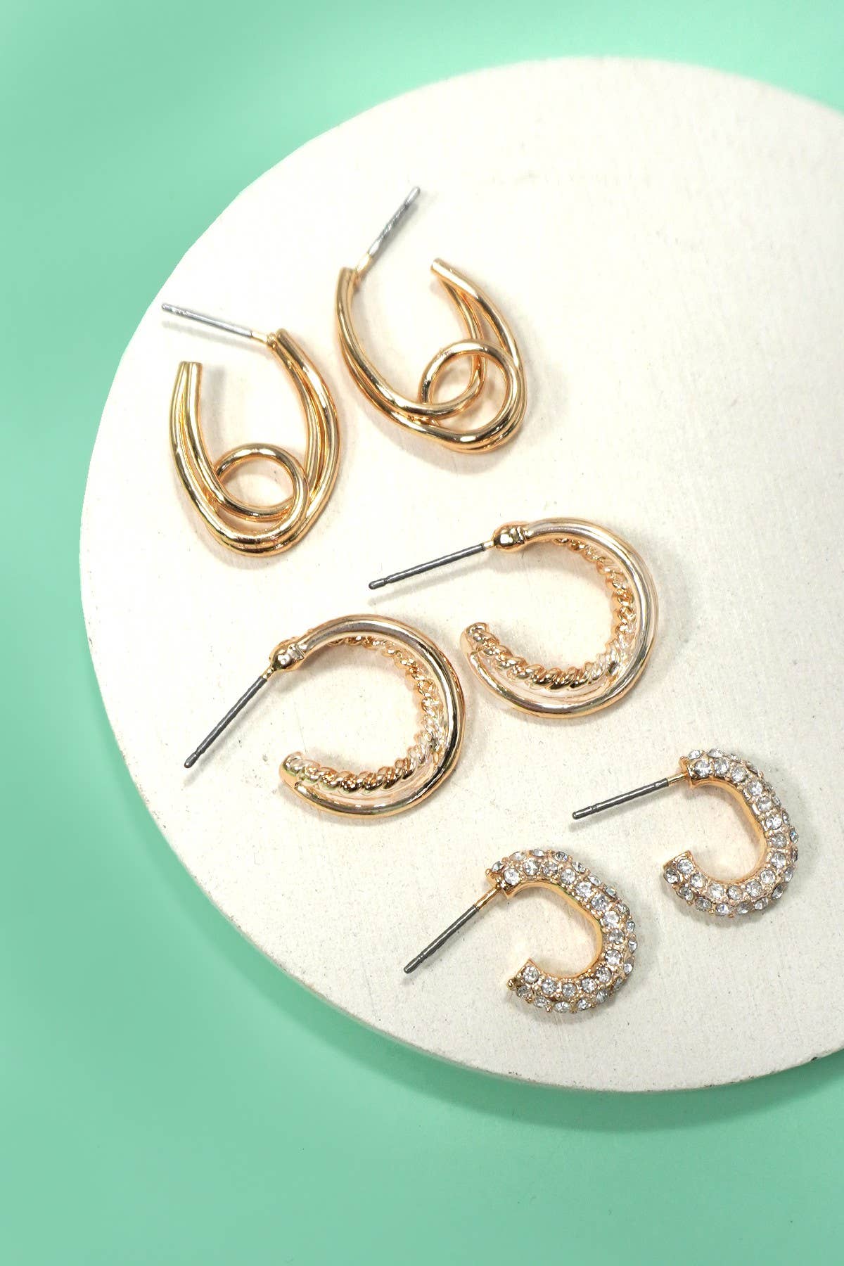 Rhinestone Trio Hoops - Image 2