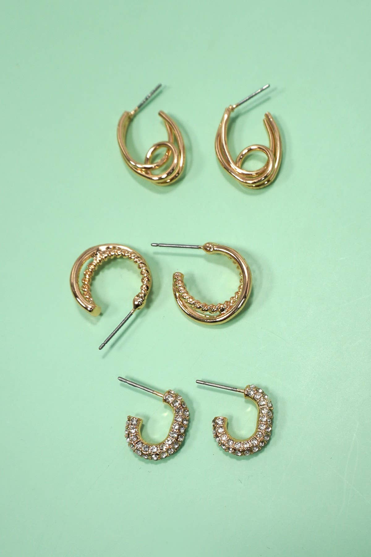Rhinestone Trio Hoops - Image 3