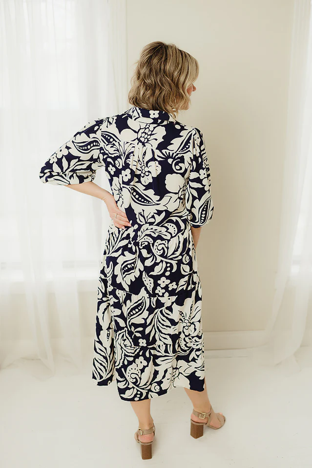 Two Tone Floral Print Dress - Image 6